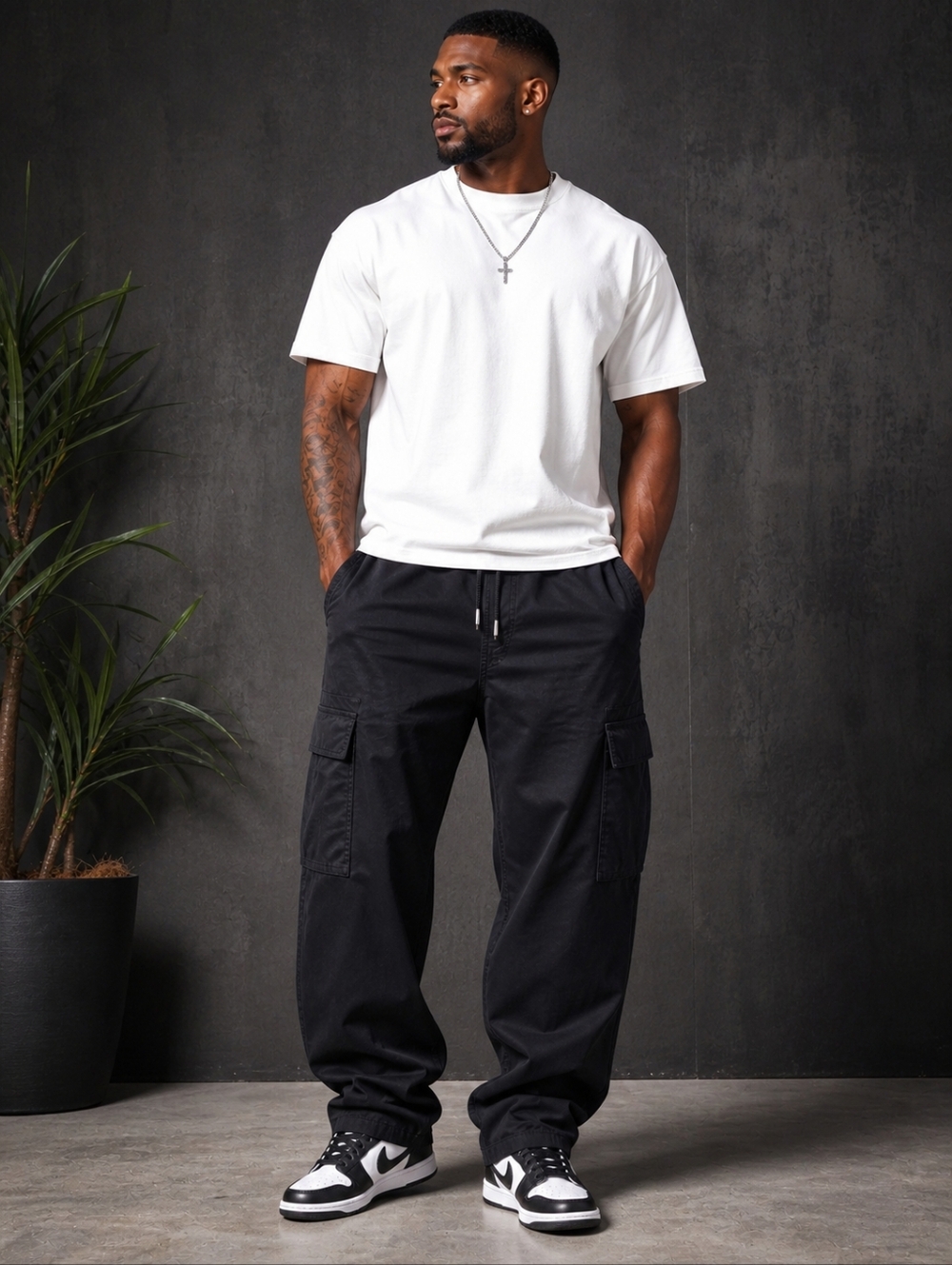 NWT! No Boundaries Black Cargo Pants Drawstring Elastic Waist Plus 3XL Utility